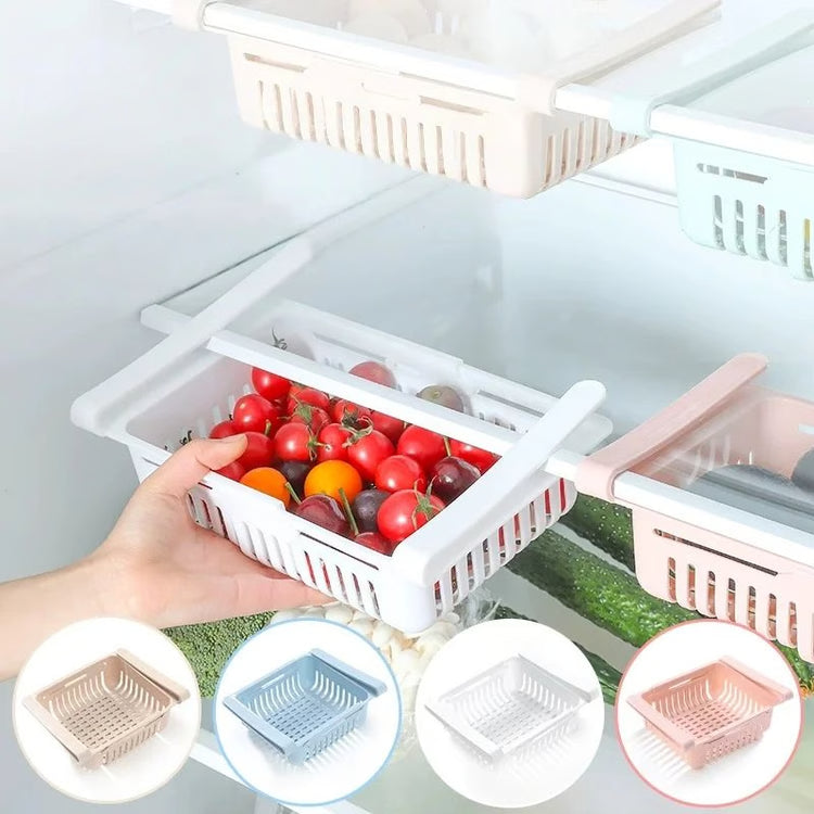 Stretchable Refrigerator Drawer Organizer – Pull-Out Fridge Storage Shelf for Food & Kitchen Essentials