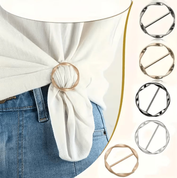 Adjustable Shirt Ring & Scarf Buckle Set (5-Pack) – Multipurpose Fashion Belt Accessories