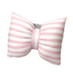 StripeBliss Plush Lumbar Support Pillow – Pink Bow Sofa & Office Cushion (25 by 18 cm / 9.8 by 7.1 in)