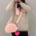Pink Brain Plush Backpack Creative Human Organs Stuffed Plushie Toy for Home Decor & Gift