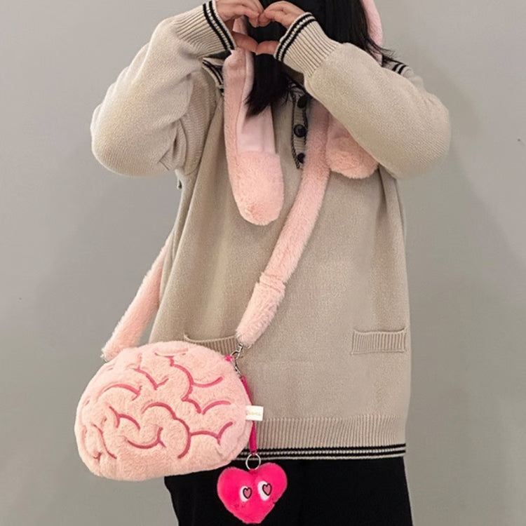 Pink Brain Plush Backpack Creative Human Organs Stuffed Plushie Toy for Home Decor & Gift