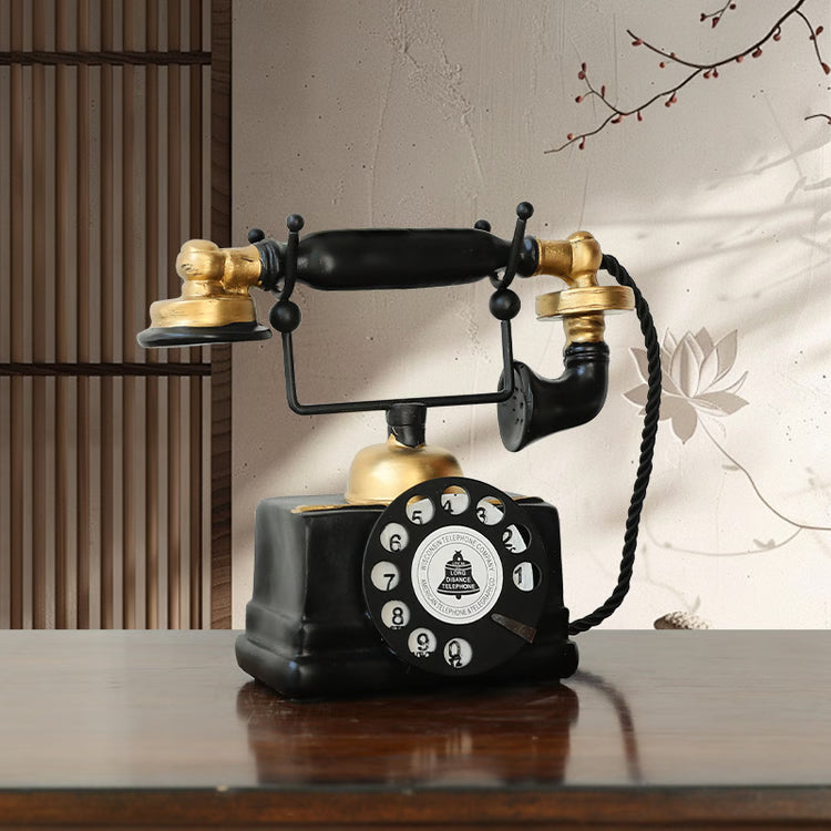Retro Telephone Ornament, Aged and Weathered Home Decor, Vintage Craft Item for Living Room