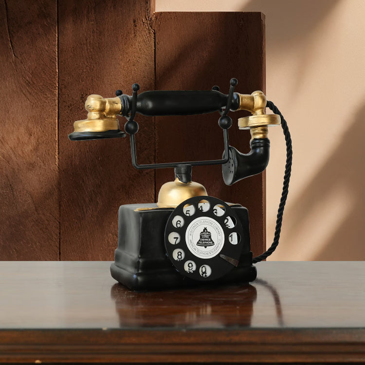 Retro Telephone Ornament, Aged and Weathered Home Decor, Vintage Craft Item for Living Room
