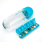 Plastic Water Bottle Combine with Medicine Box, Sports Water Cup Organizer for Pills