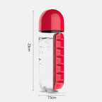 Plastic Water Bottle Combine with Medicine Box, Sports Water Cup Organizer for Pills
