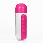 Plastic Water Bottle Combine with Medicine Box, Sports Water Cup Organizer for Pills