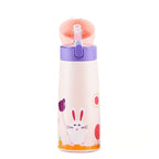 Children's Large-Capacity Stainless Steel Thermos Cup with Straw – Cute Animal Print Water Bottle for School