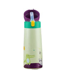 Children's Large-Capacity Stainless Steel Thermos Cup with Straw – Cute Animal Print Water Bottle for School
