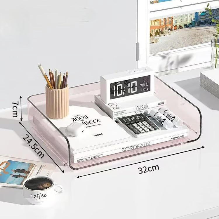 Transparent Stackable Desktop File Tray Large Capacity A4 Paper Organizer