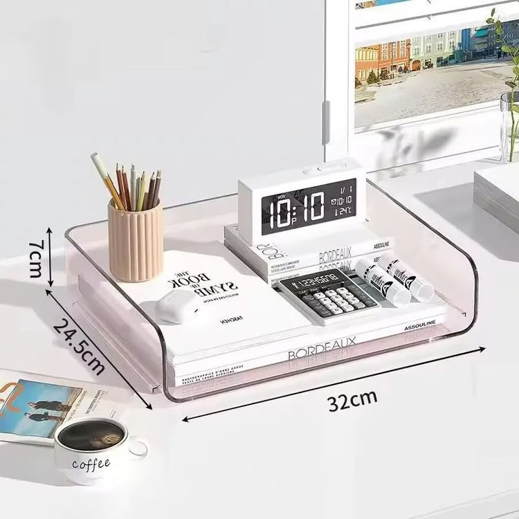 Transparent Stackable Desktop File Tray Large Capacity A4 Paper Organizer