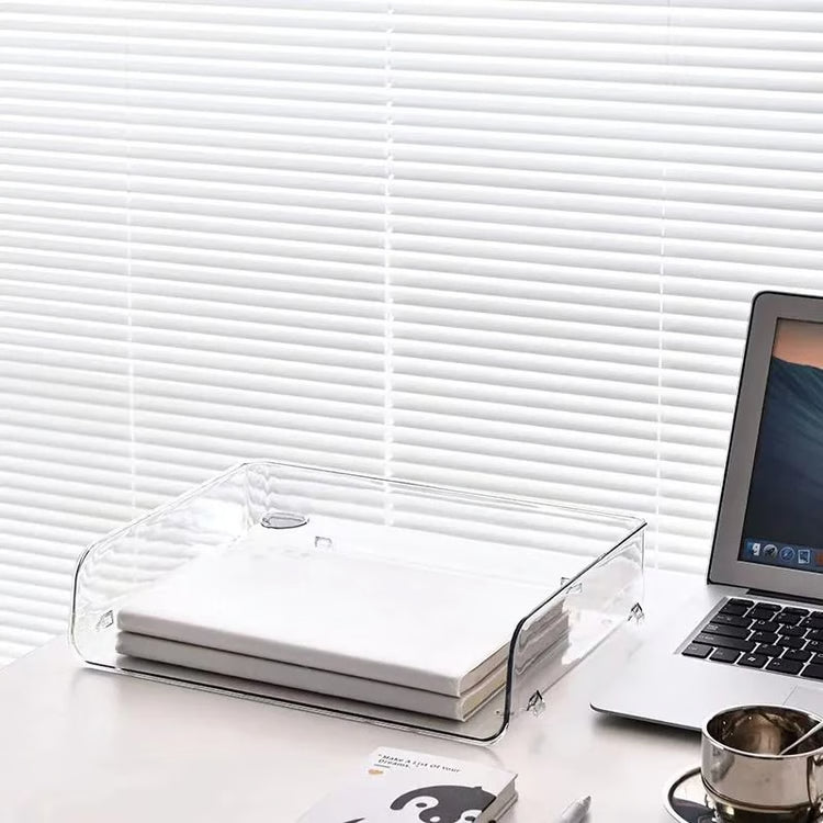 Transparent Stackable Desktop File Tray Large Capacity A4 Paper Organizer