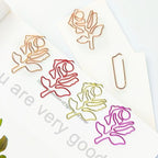 Rose Shaped Paper Clips Set – 12 Colorful Metal Clips for Office, School & Crafts