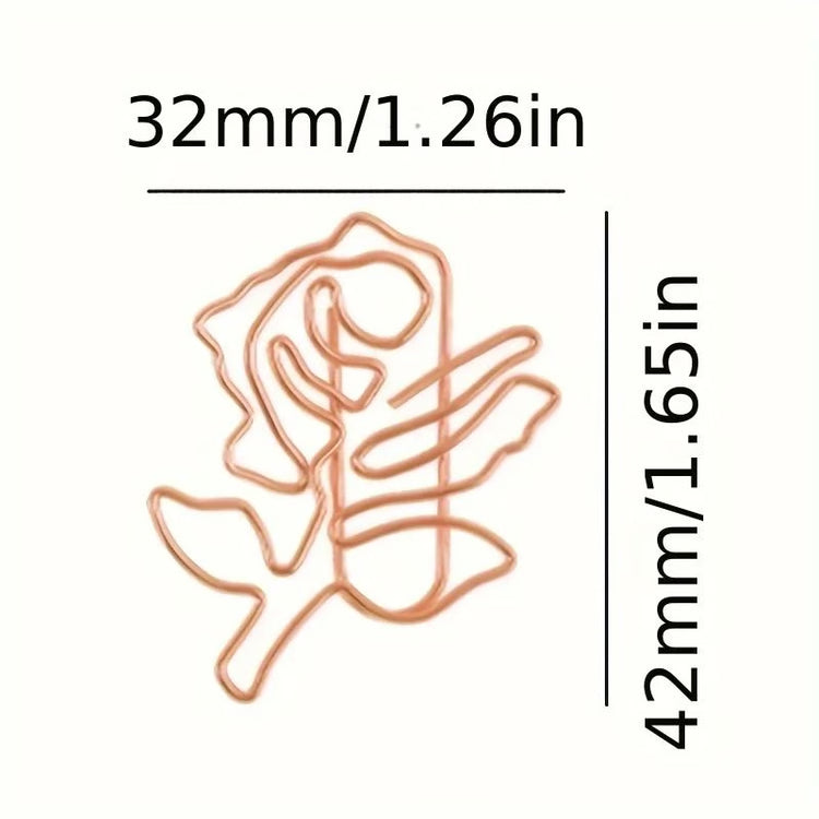 Rose Shaped Paper Clips Set – 12 Colorful Metal Clips for Office, School & Crafts