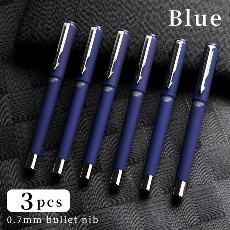 3-Piece Executive Frosted Ballpoint Pen Set – 0.7mm Titanium Steel Tip & Ultra-Smooth Neutral Ink for High-Performance W