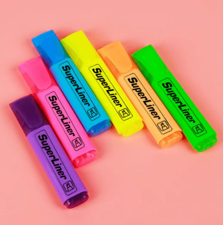 Colorful Fluorescent Highlighter Set – 4/6 Color Chisel Tip Art & Study Markers