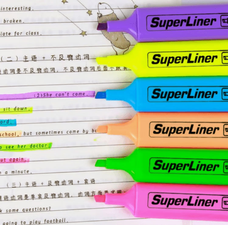 Colorful Fluorescent Highlighter Set – 4/6 Color Chisel Tip Art & Study Markers