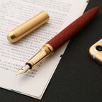 Handcrafted Rosewood and Bronze Fineline Fountain Pen