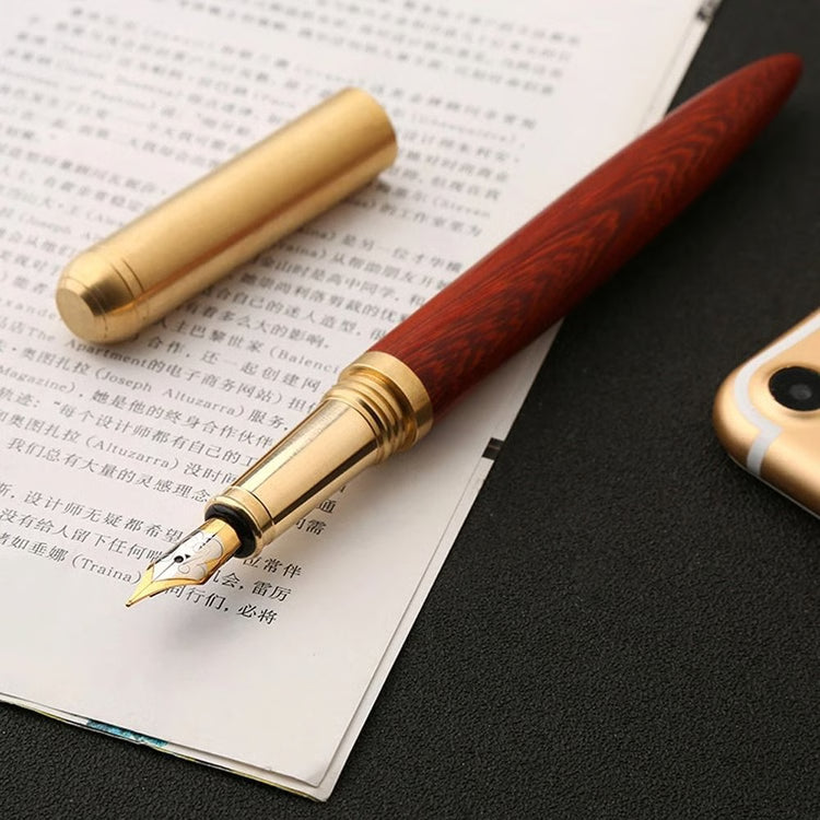 Handcrafted Rosewood and Bronze Fineline Fountain Pen