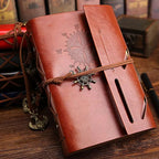 Vintage Leather Spiral Notebook Journal – Retro Traveler Diary with Refillable Pages