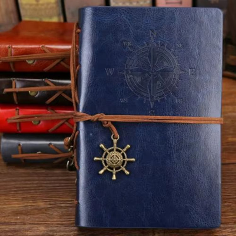 Vintage Leather Spiral Notebook Journal – Retro Traveler Diary with Refillable Pages