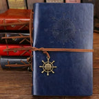 Vintage Leather Spiral Notebook Journal – Retro Traveler Diary with Refillable Pages