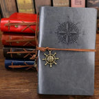 Vintage Leather Spiral Notebook Journal – Retro Traveler Diary with Refillable Pages