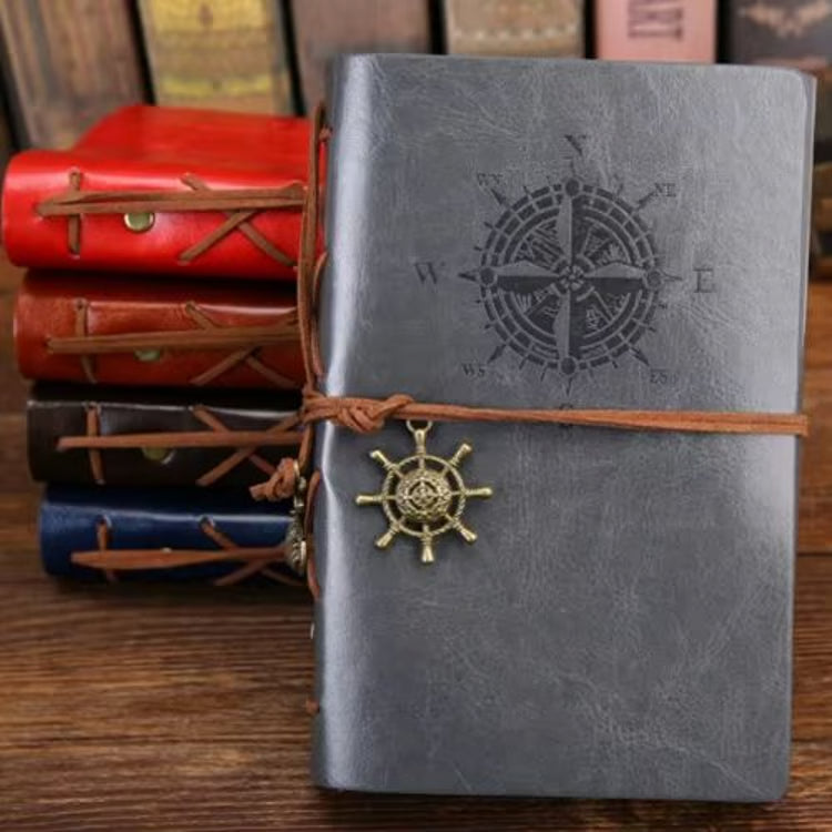 Vintage Leather Spiral Notebook Journal – Retro Traveler Diary with Refillable Pages