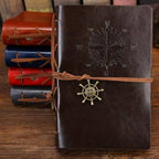 Vintage Leather Spiral Notebook Journal – Retro Traveler Diary with Refillable Pages