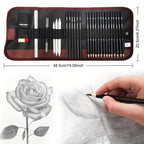 Professional Drawing Pencils Sketch Pencil Art Kit with Graphite, Charcoal & Blending Stump, Sketching Set for Artists